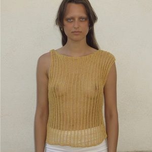 Paloma Wool Alva Knit Top Orange/Yellow Size Medium